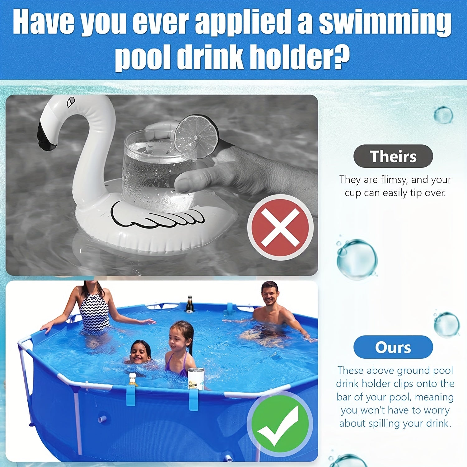 2pcs Above Ground Pool Cup Holder Fits 5.08cm Round Bar