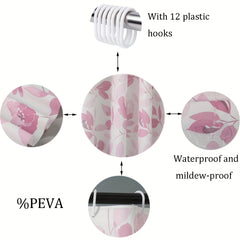 Flower Print Shower Curtain 72in Waterproof Mildew Proof Bathroom Decor