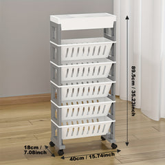 5-6 Level Movable Bookshelf Desk Side Bookshelf
