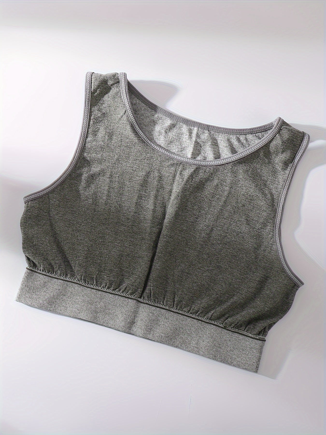 Seamless Tank Crop Top Crew Neck Sleeveless Sports Top