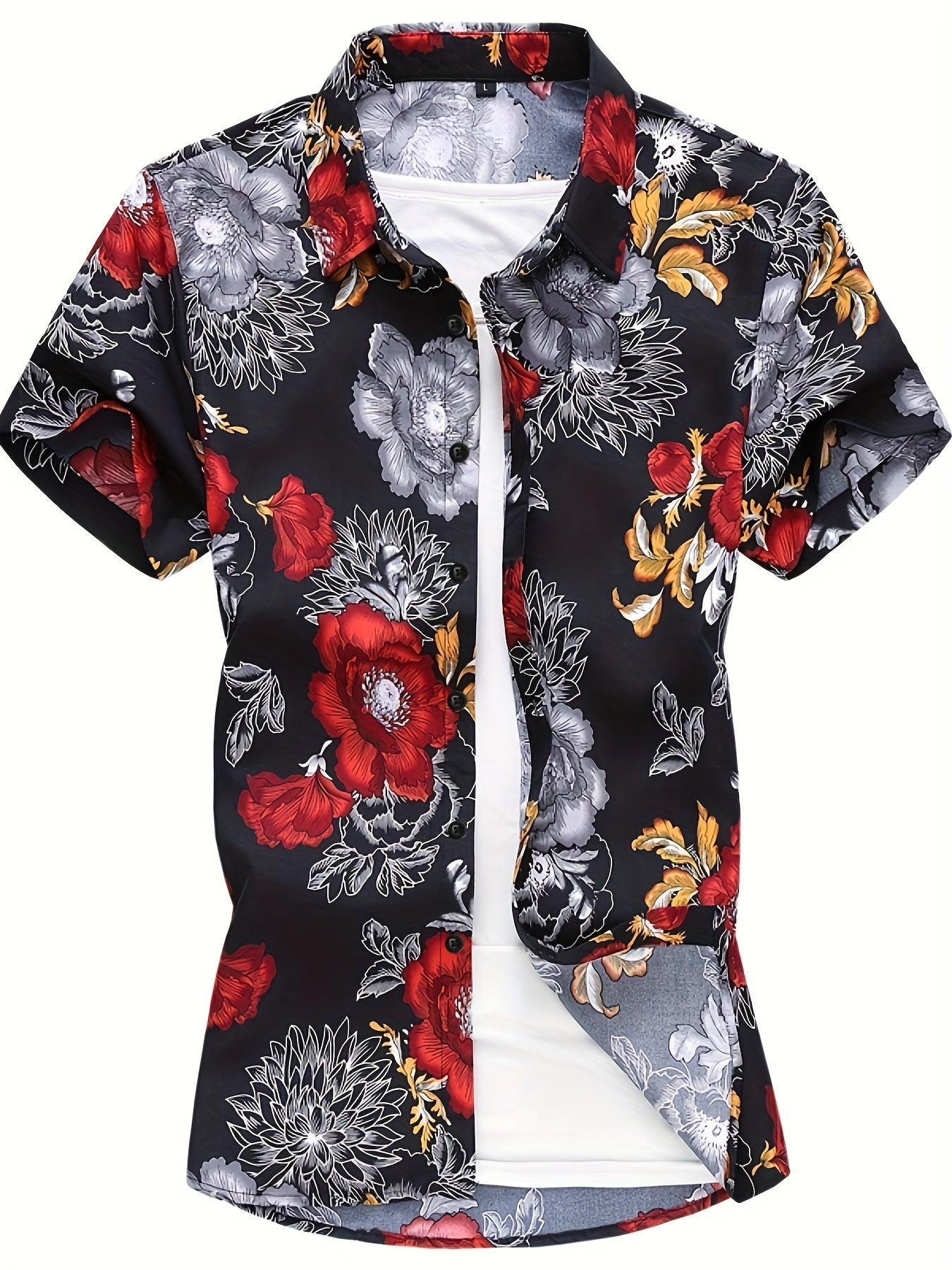 Men's Flower Print Short Sleeve Hawaii Shirt
