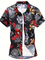 Men's Flower Print Short Sleeve Hawaii Shirt