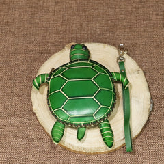 Handcrafted Tortoise Purse Wallet with Wrist Strap Zipper Closure Coin Purse