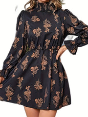 Floral Print Lantern Sleeve Mini Dress