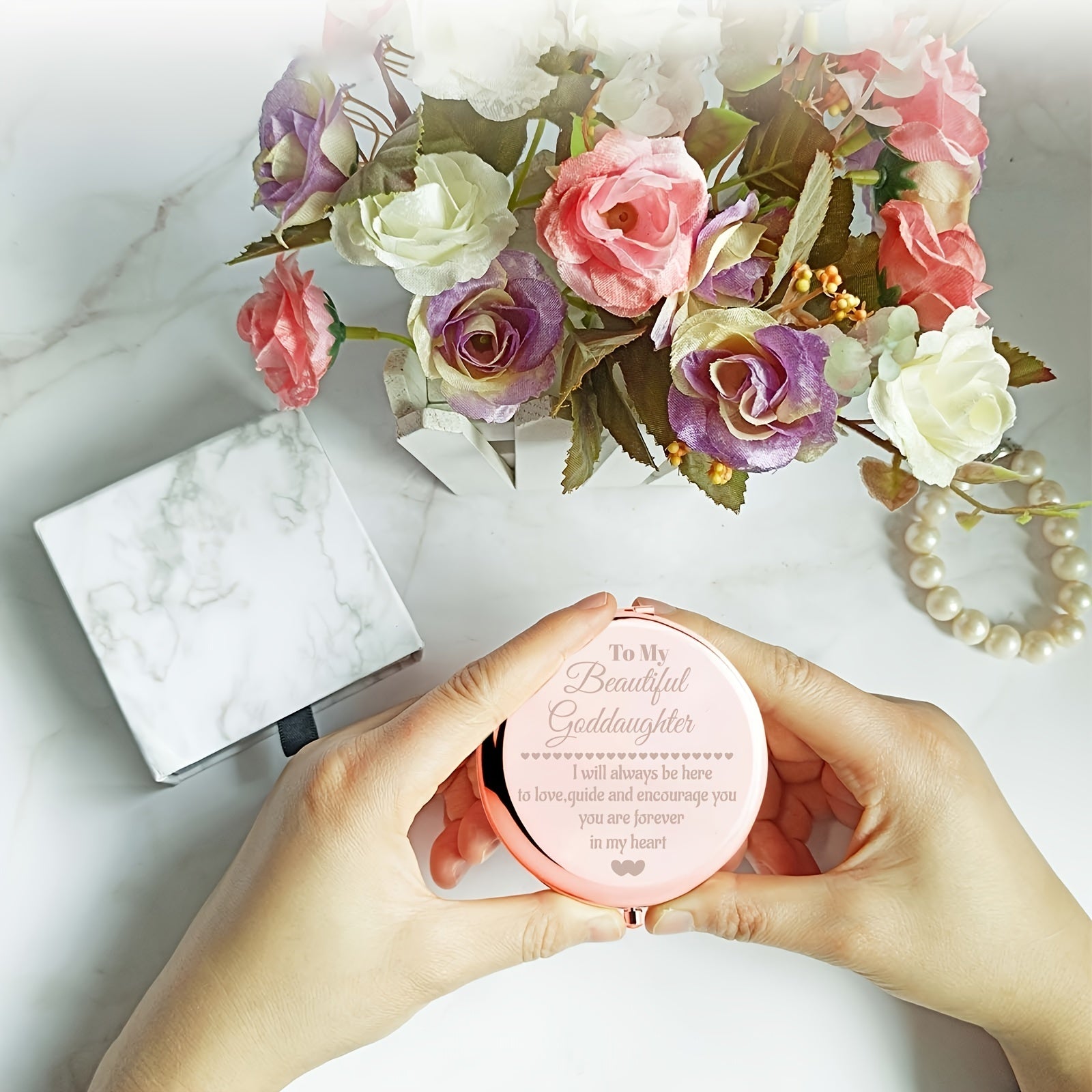 Compact Makeup Mirror for Goddaughter Birthday Wedding Graduation Travel Gift
