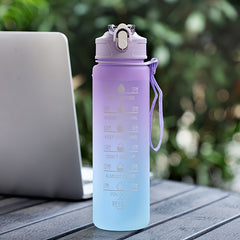 750ml Gradient Outdoor Sports Water Bottle With Time Scale