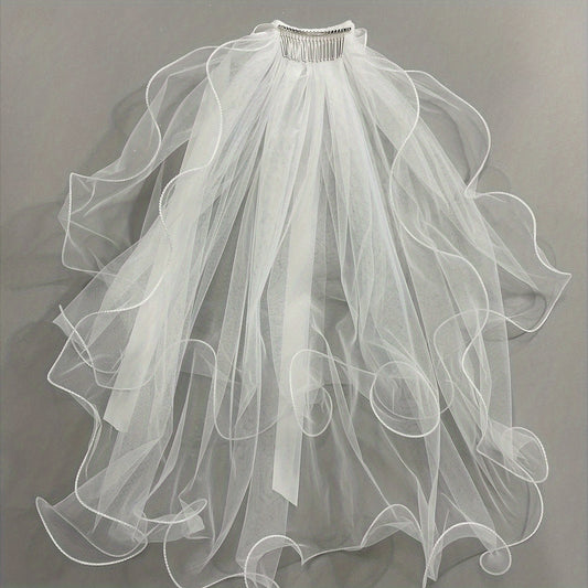 Wedding Bridal Veil Ivory Tulle Cape Soft Mesh
