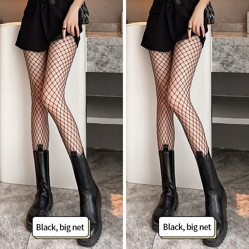 Fishnet Tights High Waist Footed Mesh Pantyhose Women's Stocking