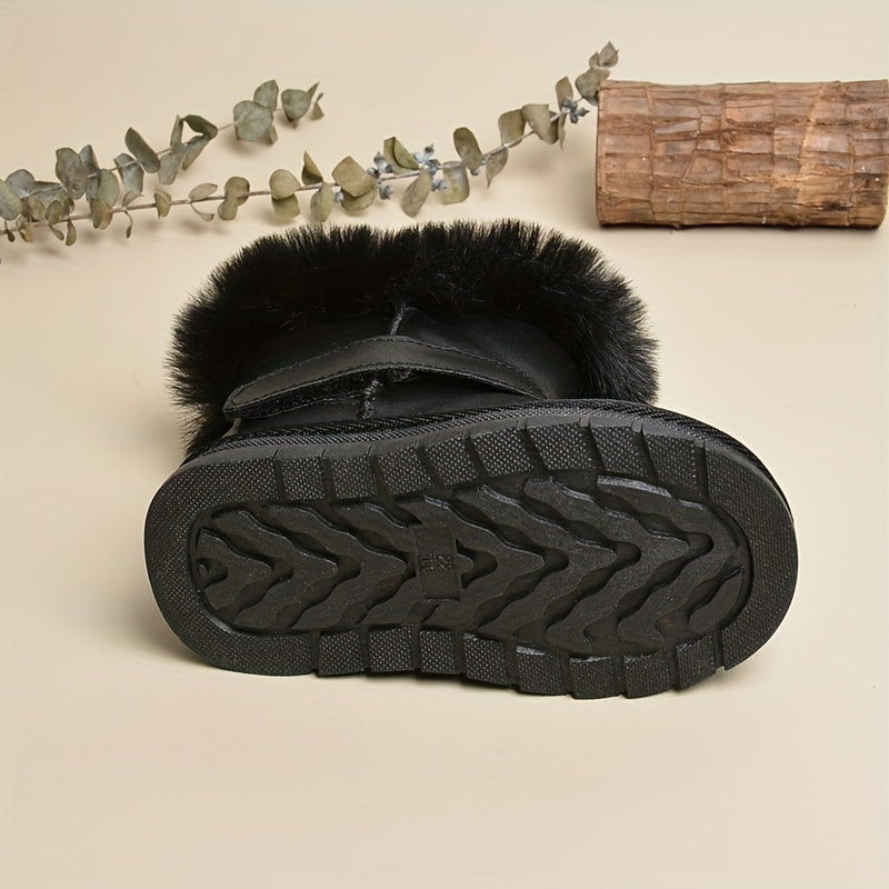 Girls' Hook and Loop Snow Boots Soft Warm Plus Fleece Outdoor Hiking Winter