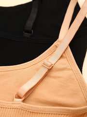 2pcs Knitted Ribbed Sports Bras Yoga Workout Bra Women's Lingerie