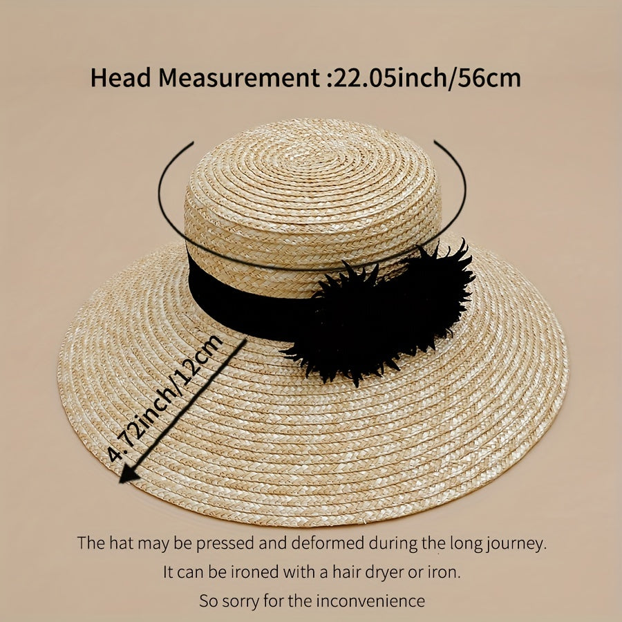 Khaki Wide Brim Straw Sun Hat for Women