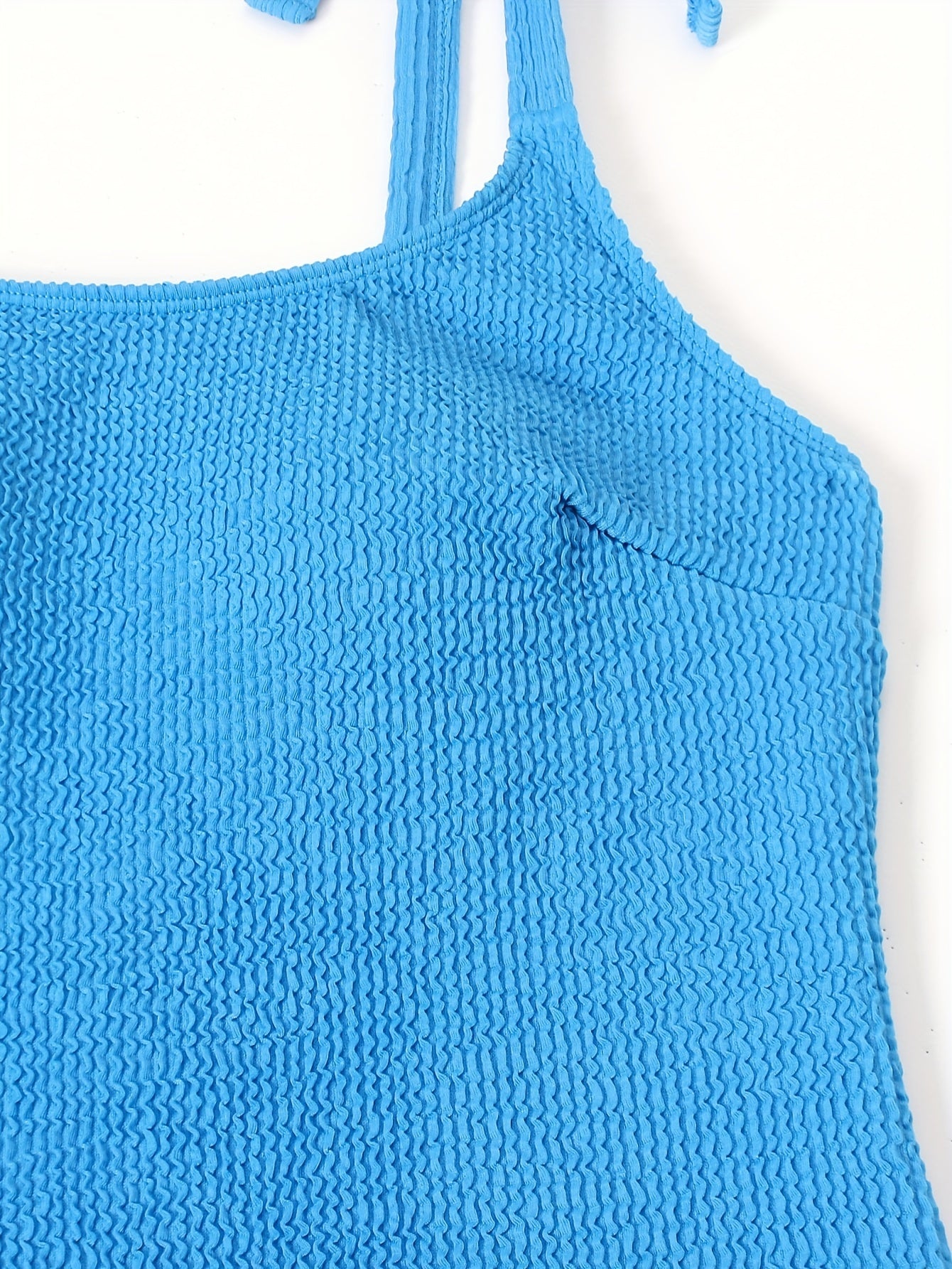 Swimsuit Textured Tie Shoulder One Piece Bathing Suit