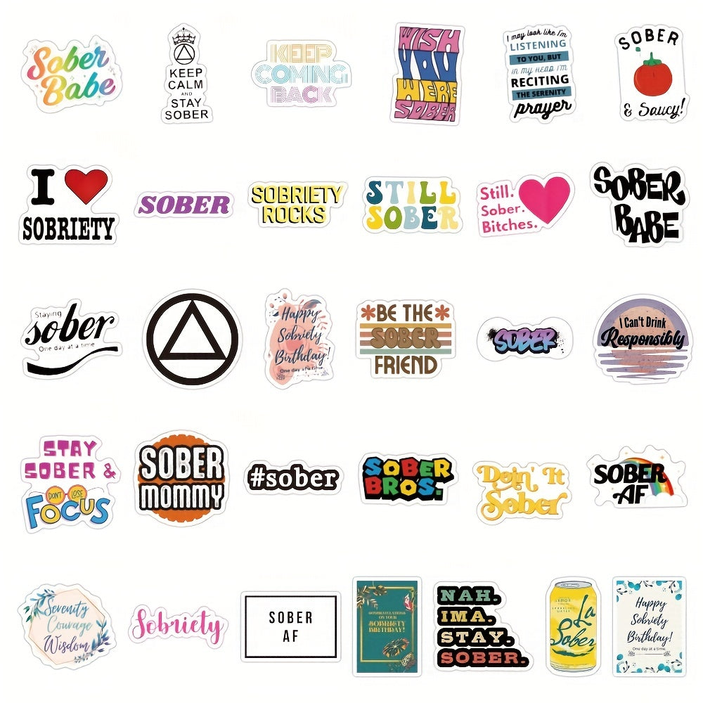 60pcs Sobriety Vinyl Stickers for Water Bottles Laptops Scrapbooking