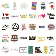 60pcs Sobriety Vinyl Stickers for Water Bottles Laptops Scrapbooking