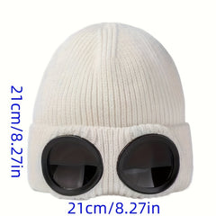 Winter Knitted Hat With Glasses Coldproof Ear Protection