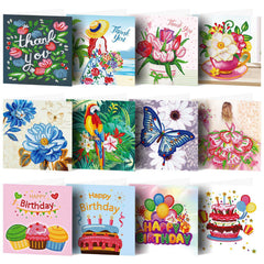 12pcs 5D Diamond Painting Thank You Card Kit with Envelope & Tool 15x24cm