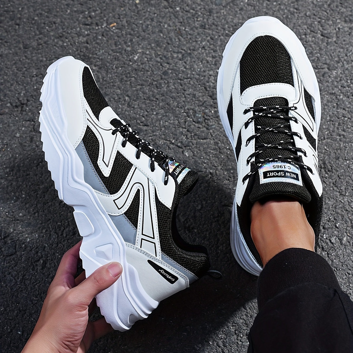 Men's Breathable Chunky Sneakers For Jogging Gym