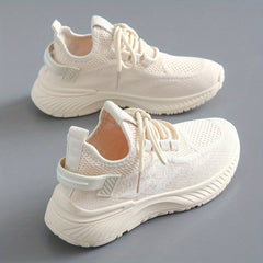 Women's Breathable Woven Sneakers Lace Up Low Top Shoes