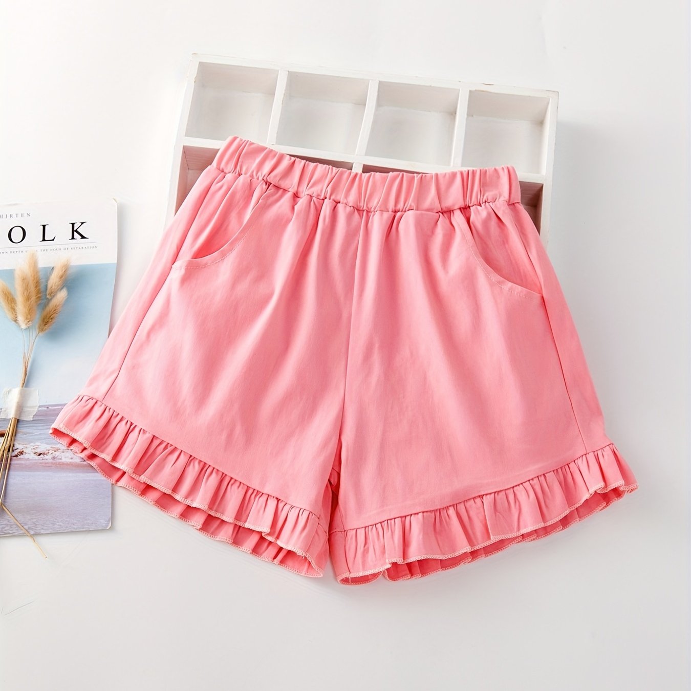Girls' Summer Ruffle Edge Casual Shorts