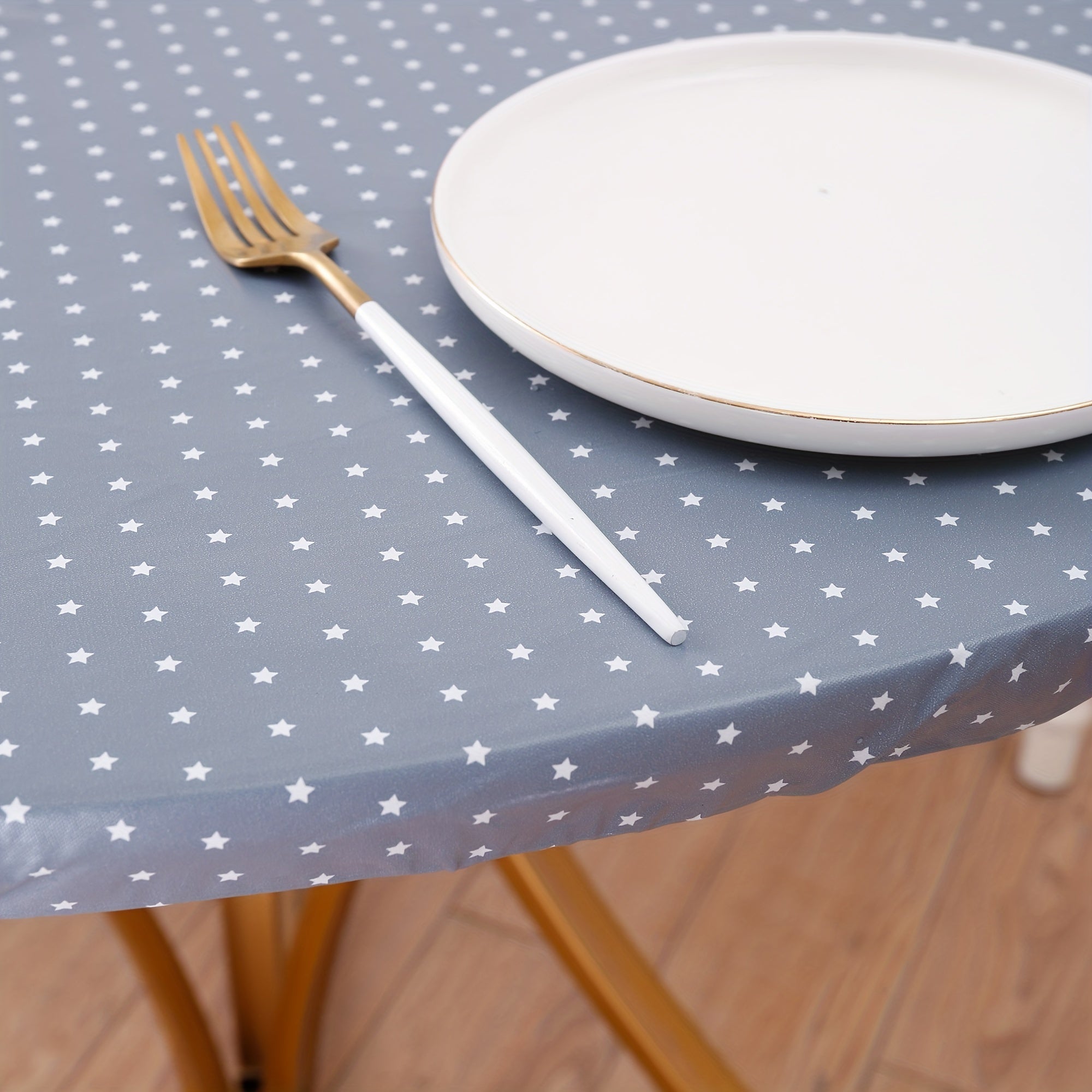Vinyl Fitted Tablecloth Flannel Backing Elastic Edge Waterproof PVC Table