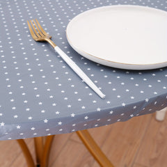 Vinyl Fitted Tablecloth Flannel Backing Elastic Edge Waterproof PVC Table