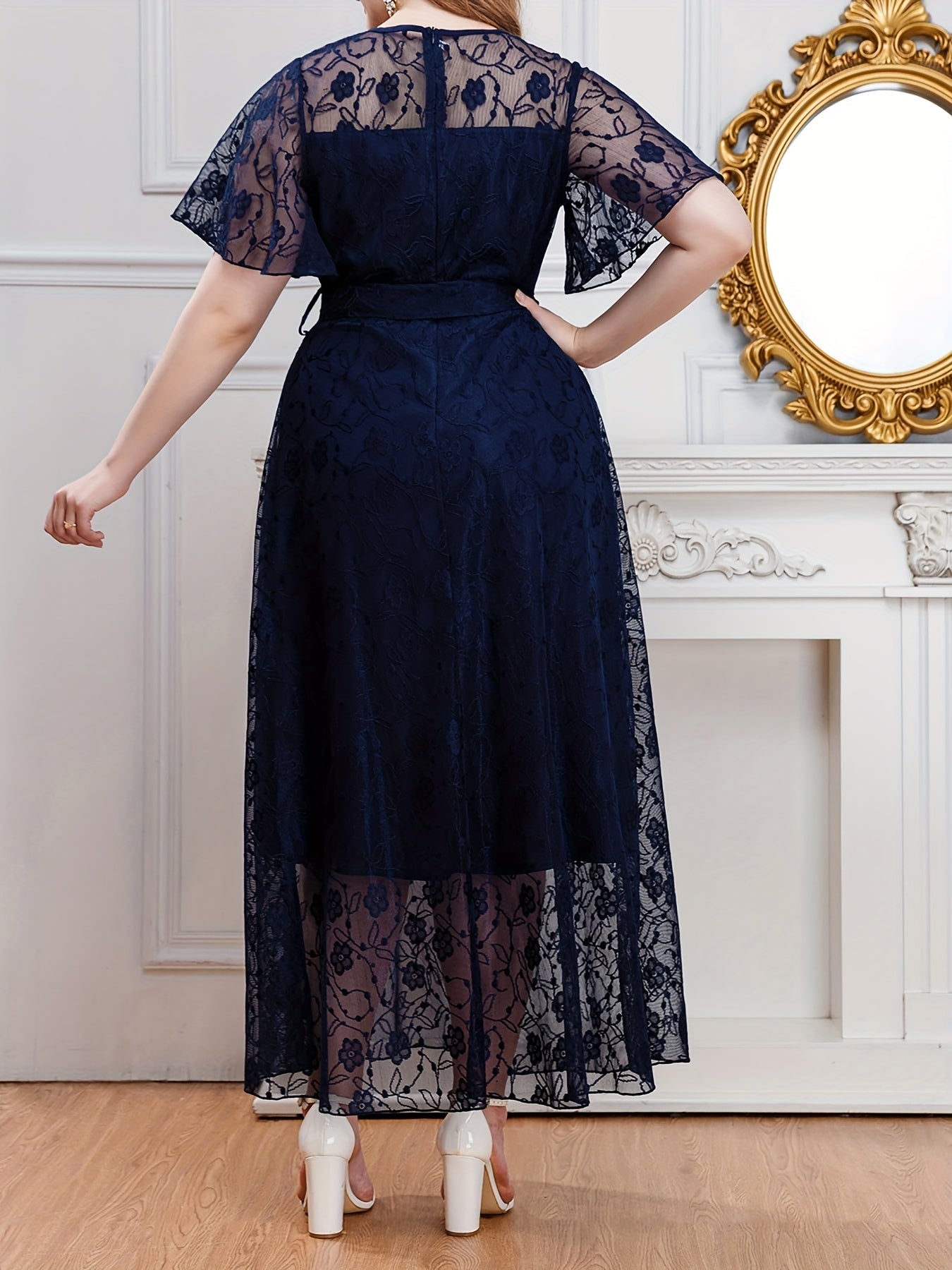Bridesmaid Dress Solid Lace Maxi Evening Formal Dress