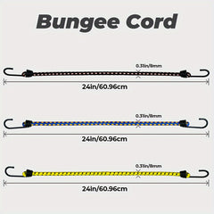 3pcs 8mm Bungee Cords Hooks Heavy Duty Elastic Straps Luggage Camping Tent