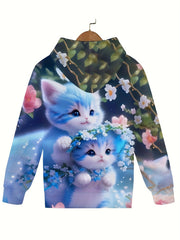 Kids Kitten Hoodie Boys Girls Sports Sweatshirt