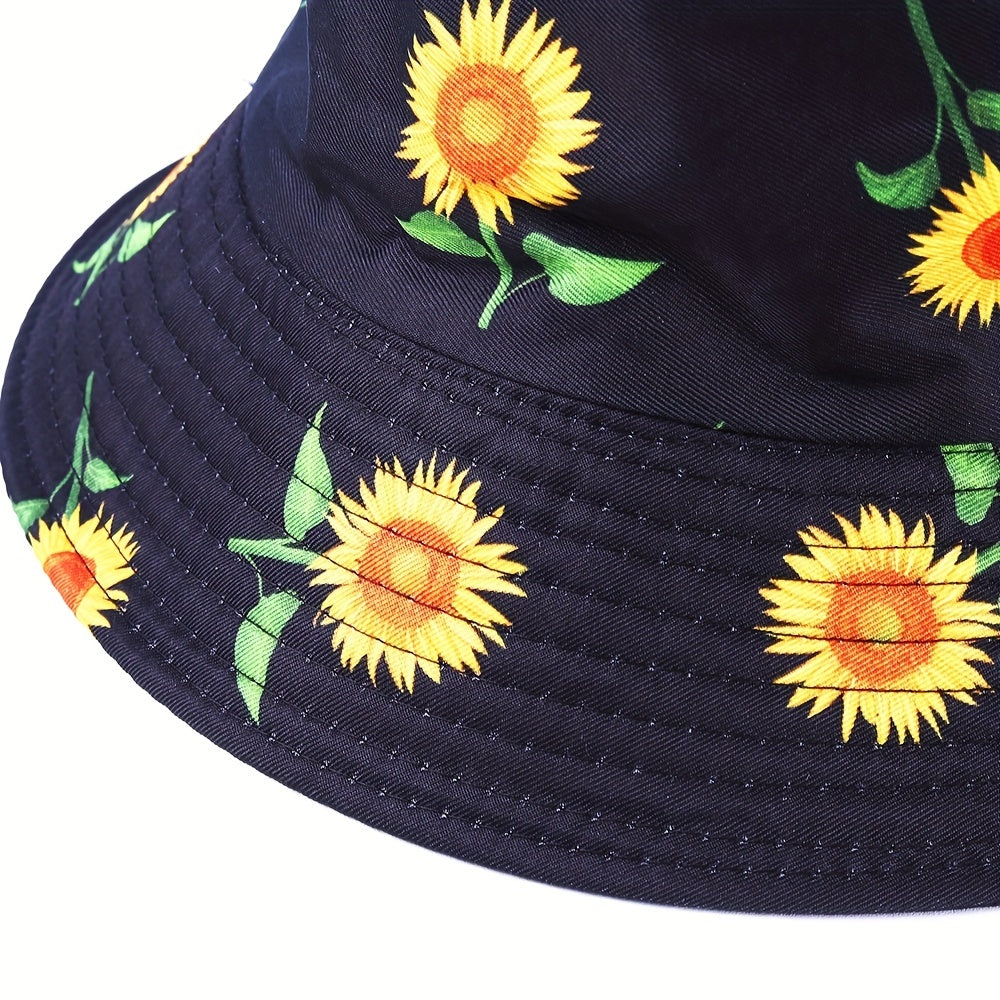 Cartoon Print Fisherman Hat Sunflower Sunshade Hat