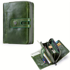 Vintage Leather Wallet for Women Trifold Teal Red