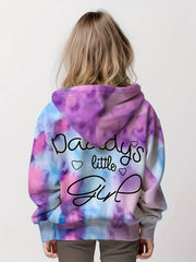 Tie Dye Pattern DADDY'S LITTLE GIRL Hoodies Girls Comfy Hooded Pullover