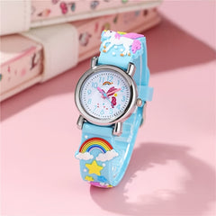 Children's Quartz Watch Rainbow Horse Soft Rubber Strap Boys Girls Watch