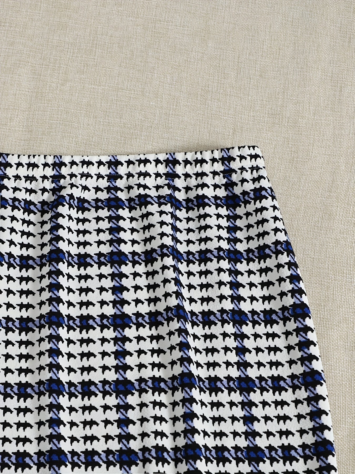 Houndstooth Print Skirt Casual Skirt For Spring & Summer