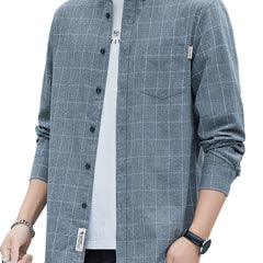 Plaid Print Men's Casual Button Up Shirt with Pocket