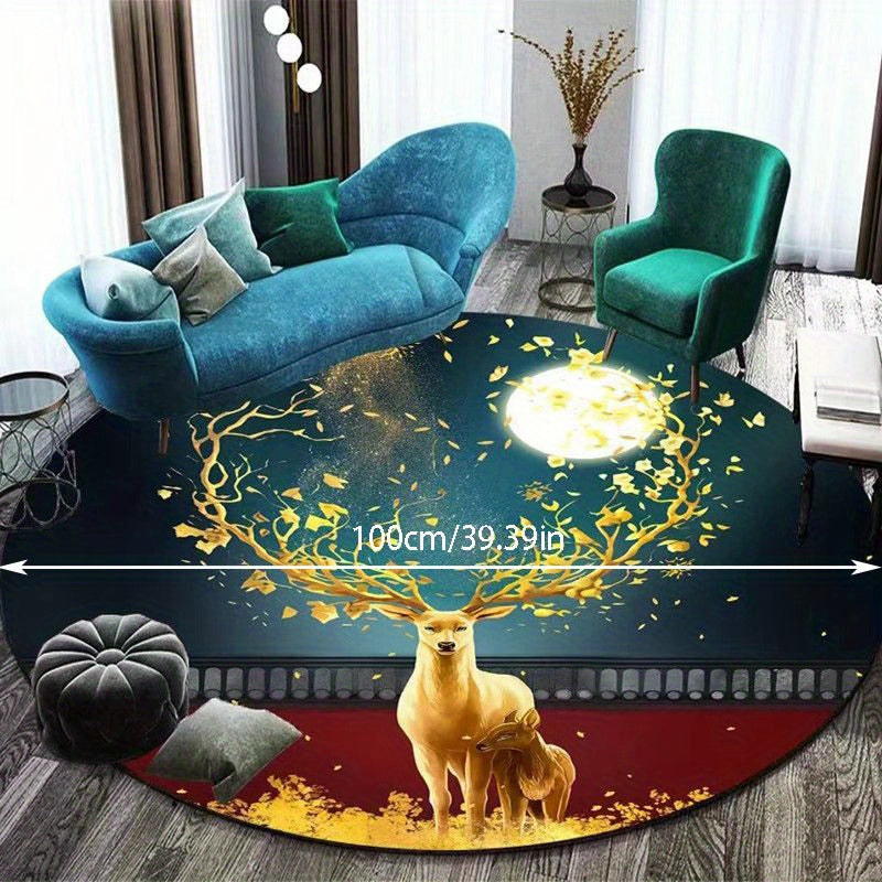 Elk Moon Pattern Kitchen Rug Non-slip Floor Mat