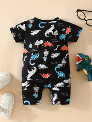 Animal Print Short Sleeve Romper Jumpsuit for Baby Boys and Girls