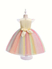 Girls Unicorn Mesh Princess Dress Formal Party Dress