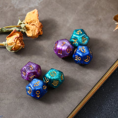 3pcs 12 sided Constellation Digital Dice Polyhedron Mixed Changing Game Props