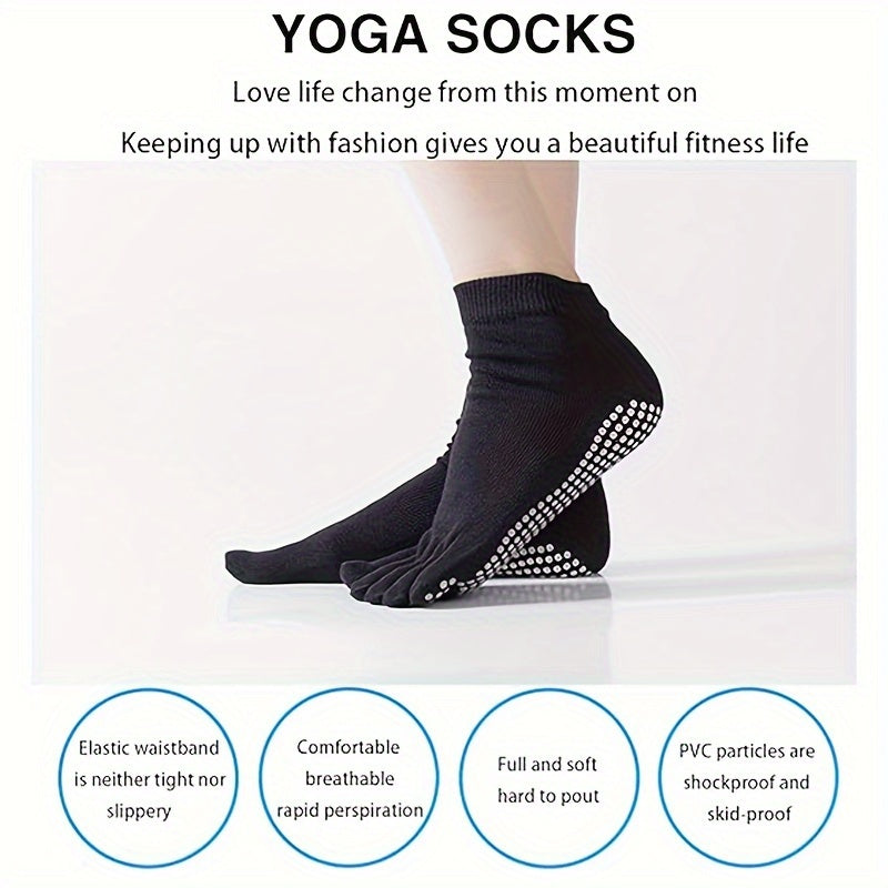 3 Pairs Non Slip Toe Socks Ankle Socks For Women Yoga Pilates Barre Ballet