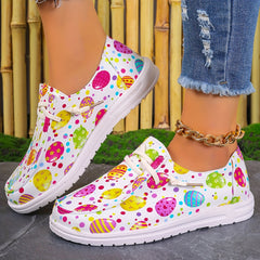 Women's Easter Eggs Print Canvas Slip-on Shoes Casual Sneakers