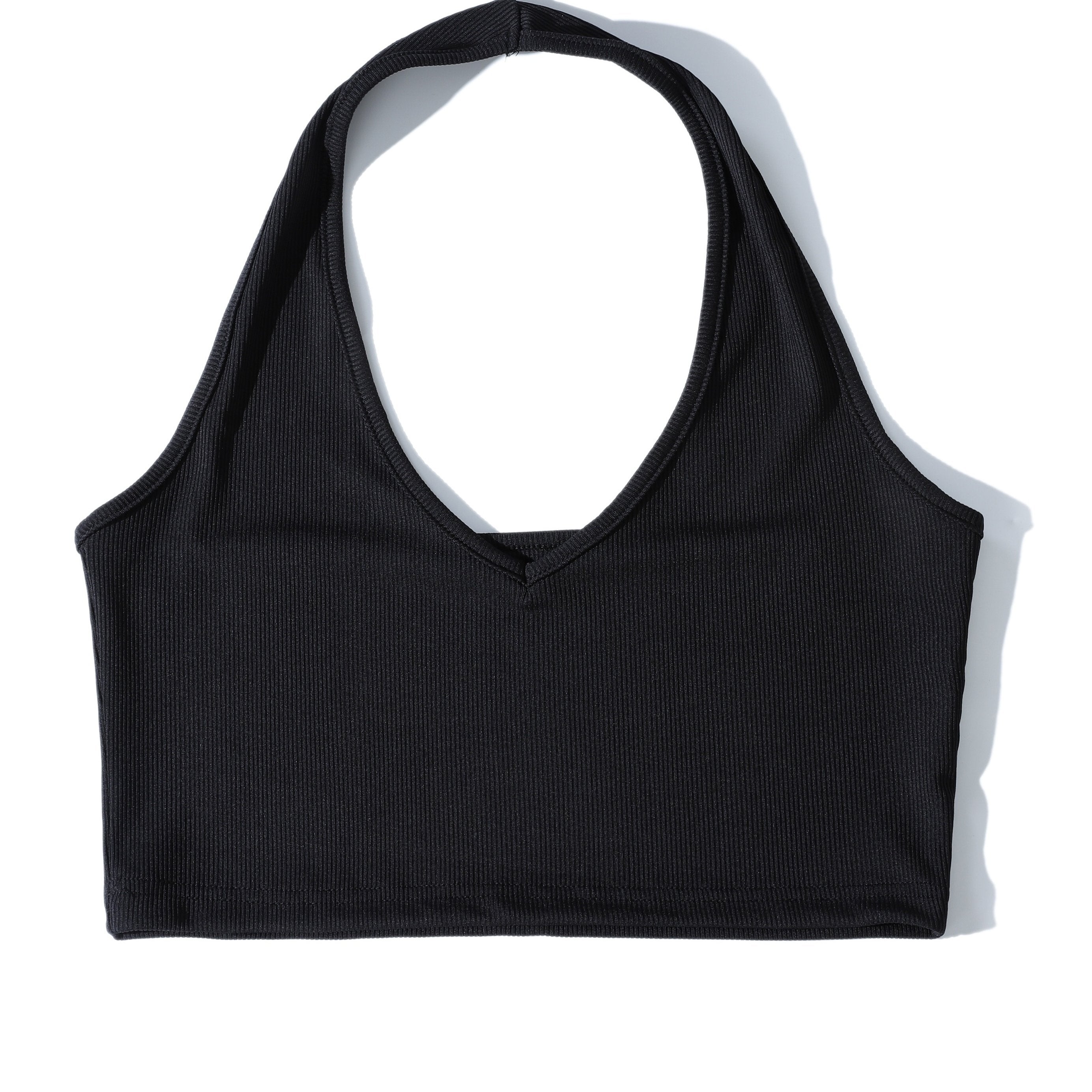 Women's Ribbed Halter Neck Camisole Solid Top