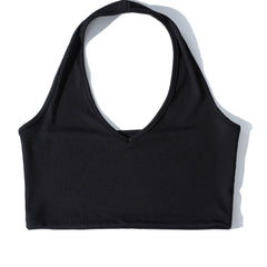 Women's Ribbed Halter Neck Camisole Solid Top