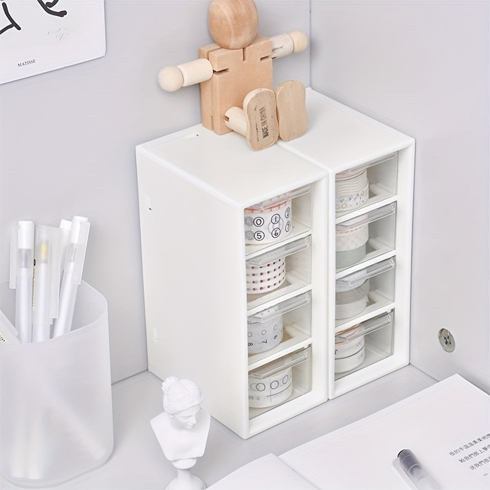 4pcs Small Drawer Storage Box Desktop Finishing Four Palace Grid Storage