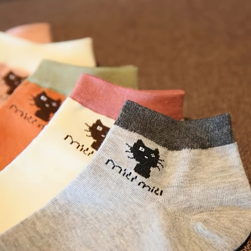 5 Pairs Kitty Ankle Socks Mixed Pack Women's Stockings