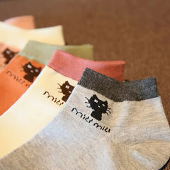 5 Pairs Kitty Ankle Socks Mixed Pack Women's Stockings