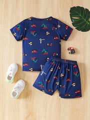 Boys Cartoon Engineering Cars T-shirt & Shorts Set