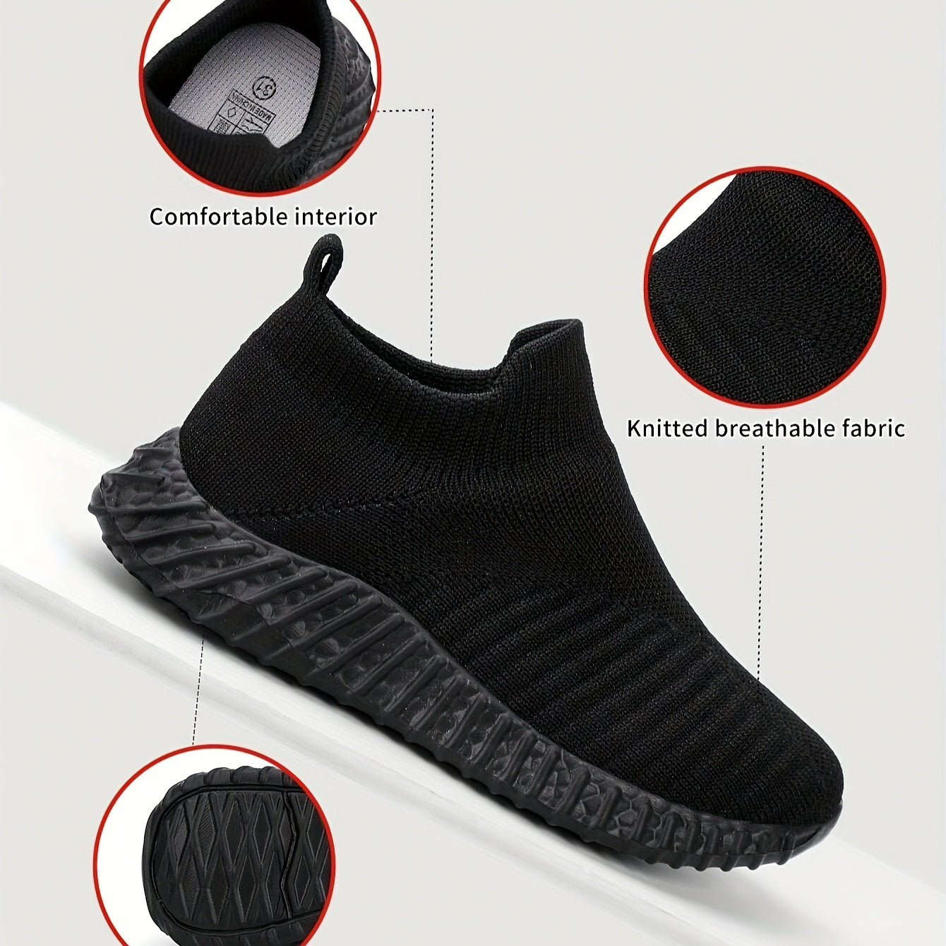 Boy's Breathable Slip On Sock Shoes Non Slip Sneakers