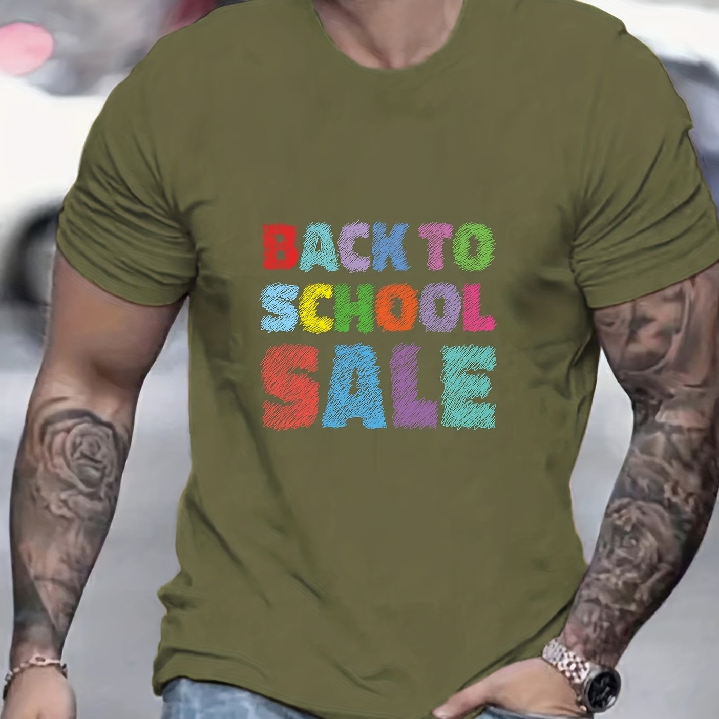 BACK TO SCHOOL Men's Graphic Crew Neck Active T shirt Casual Comfy Tee