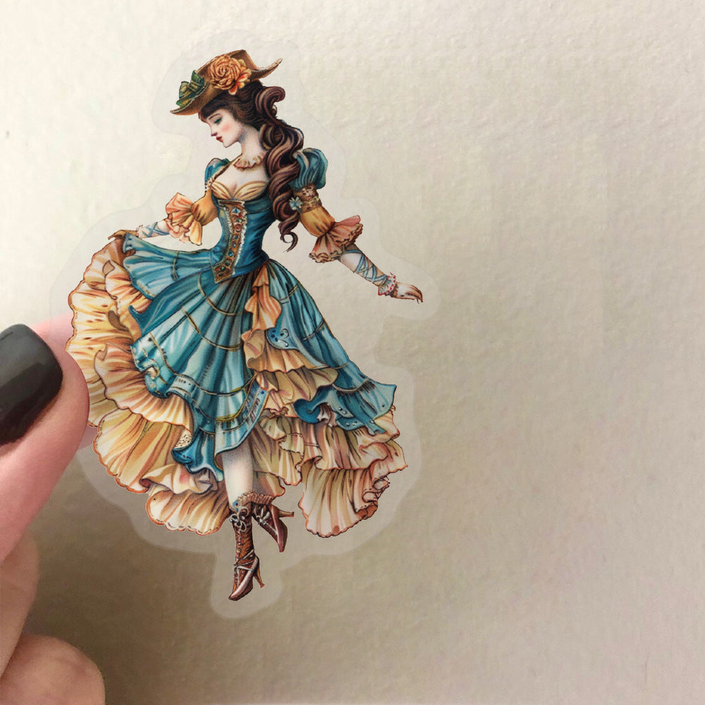 50pcs Vintage Medieval Court Dress Stickers for DIY Craft