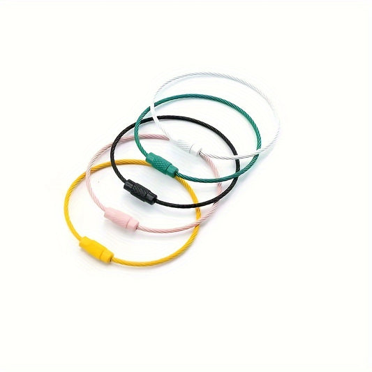 Stainless Steel Key Ring Loop Wire Keychain Rotating Screw Key Ring